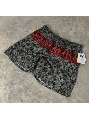 Deadstock NWT White Sierra Vtg 90s Swim Trunks Shorts SZ XL Tribal Print Gray